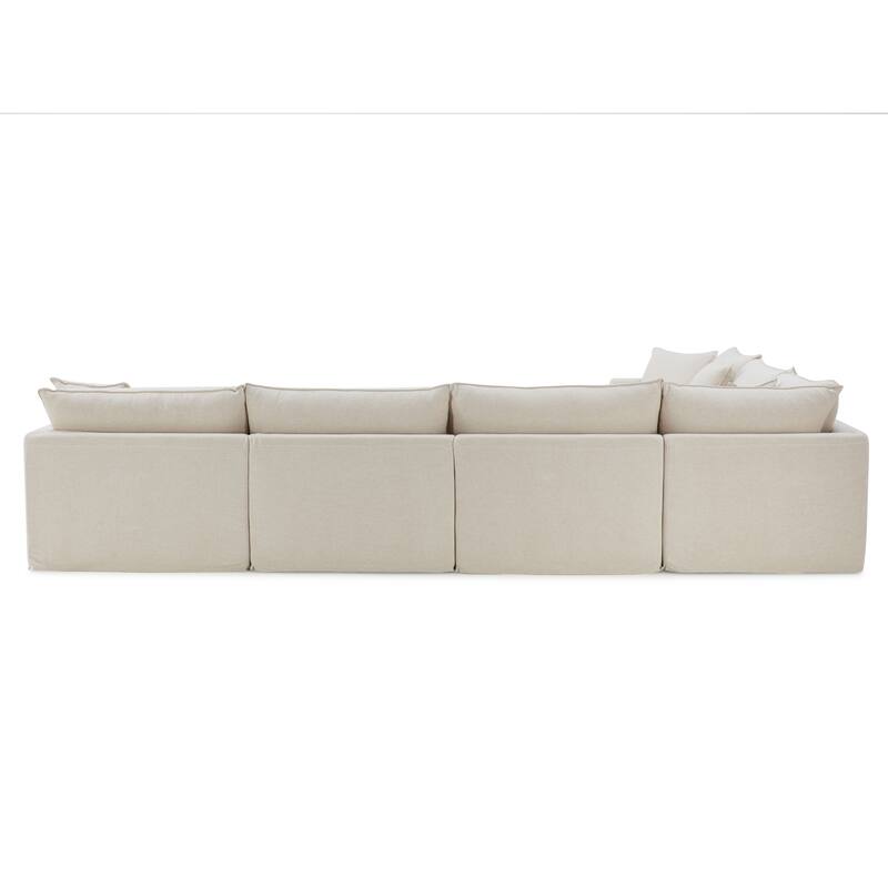 Furniture of America Caspian 6-Seater FSC & OEKO TEX Sectional Sofa with Feather Blend Cushions