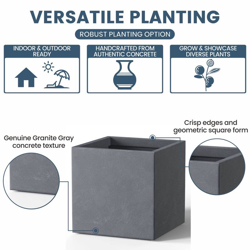Tall Concrete Square Plant boxes / Large Indoor and Outdoor flower Planters