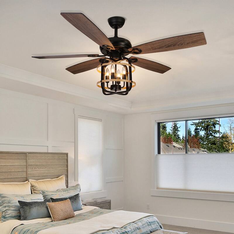 Rustic Ceiling Fan with Light Industrial Ceiling Fan - 52inch