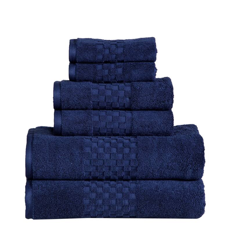 Luxurious Absorbent 650 GSM Combed Cotton 6-piece Towel Set - Navy