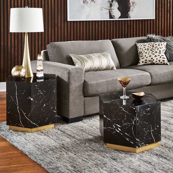 Darcy Faux Marble End Table by iNSPIRE Q Bold