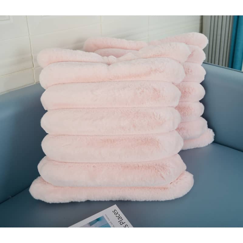 Madrid Collection Ultra Soft Ribbed Faux Fur Throw Pillow
