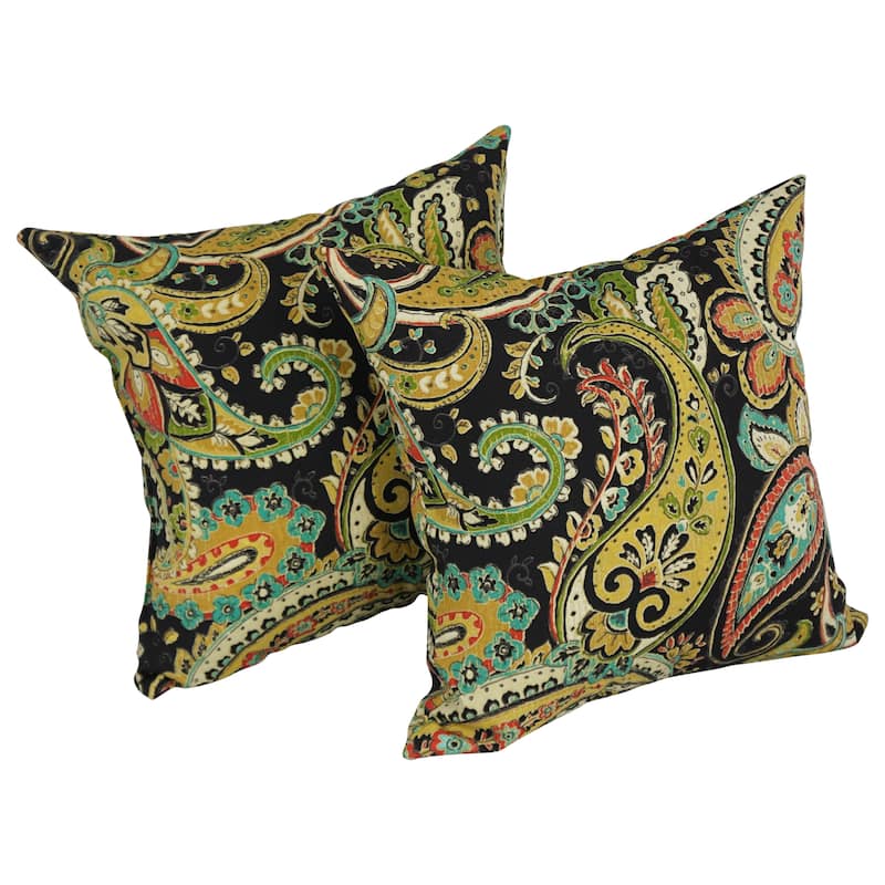17-inch Outdoor Throw Pillows (Set of 2, Multiple Patterns) - Hadia Franco Noir