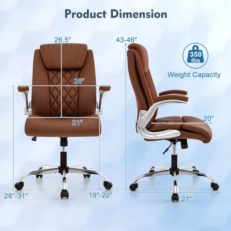 Costway PU Leather Office Chair Height Adjustable Executive Chair with - See Details