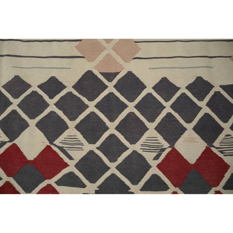 Hand Woven Oriental 100% Wool Carpet Southwestern Tribal Multi-Colored Kilim Area Rug - 14' 2'' X 9' 9''