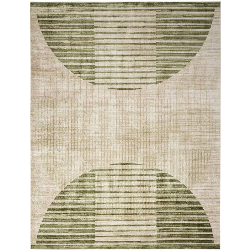 Nourison Astra Machine Washable Indoor Only Graphic Area Rug - 6' 7" x 9' - Ivory/Olive - Rectangle