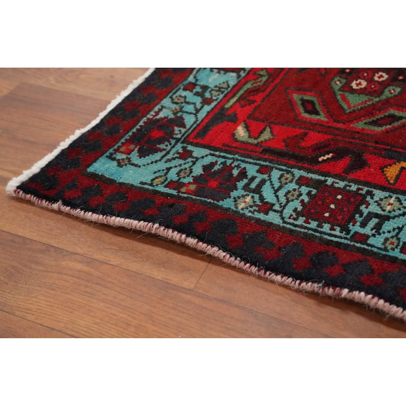 Hand Knotted Oriental 100% Wool Carpet Traditional Tribal Red Ardebil Runner Rug - 10' 3'' X 3' 8''