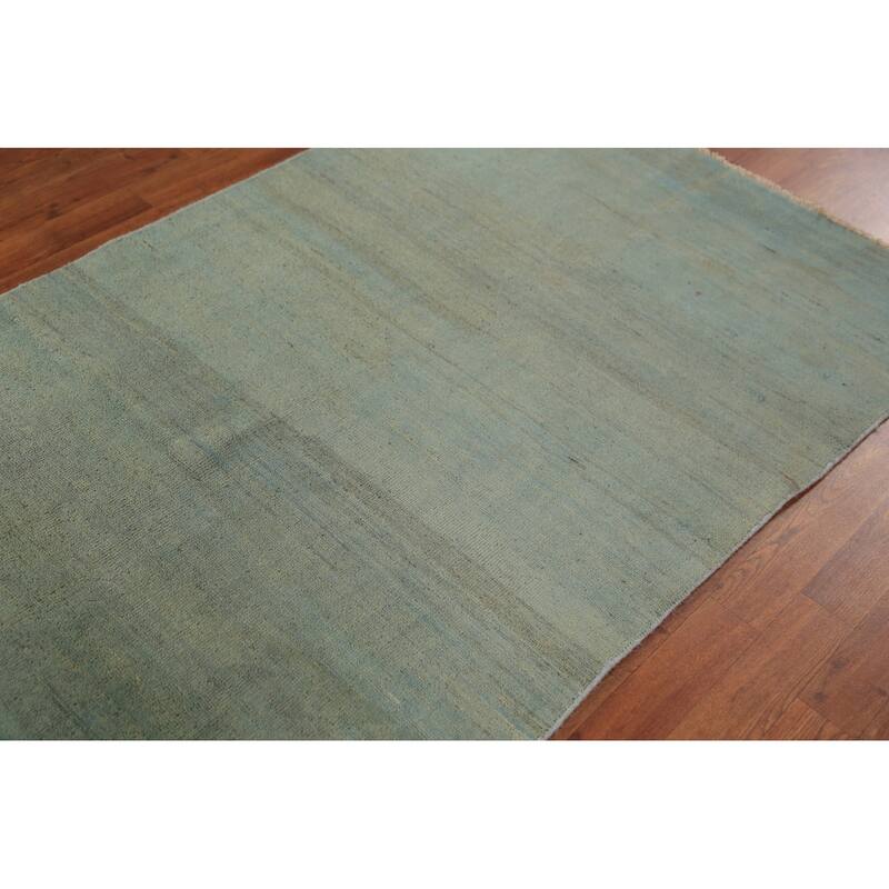 Green & Blue Modern Gabbeh Oriental Area Rug Handmade Wool Carpet - 3'9" x 5'11"