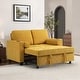 preview thumbnail 1 of 140, 3-in-1 Corduroy Sleeper Sofa Pull-Out Bed Convertible Adjustable Loveseat with USB Port Sofa - Yellow