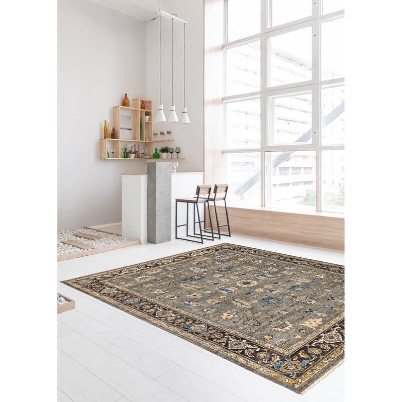 ECARPETGALLERY Hand-knotted Finest Agra Jaipur Teal Wool Rug - 7'11 x 9'7