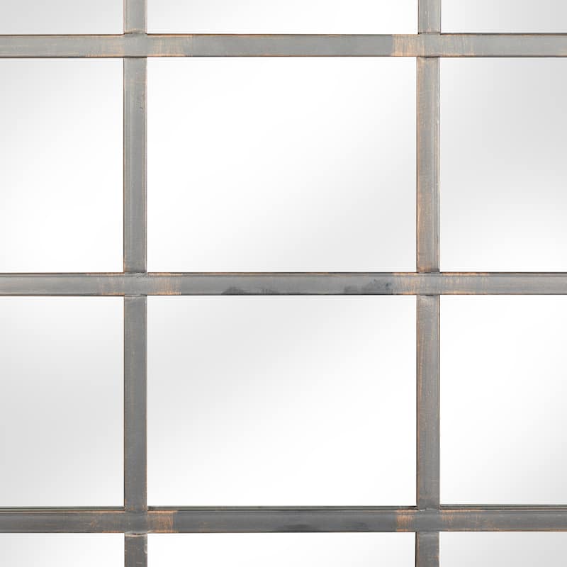 Metal Window Pane Inspired Room Wall Mirror with Arched Top - Roche River Decor