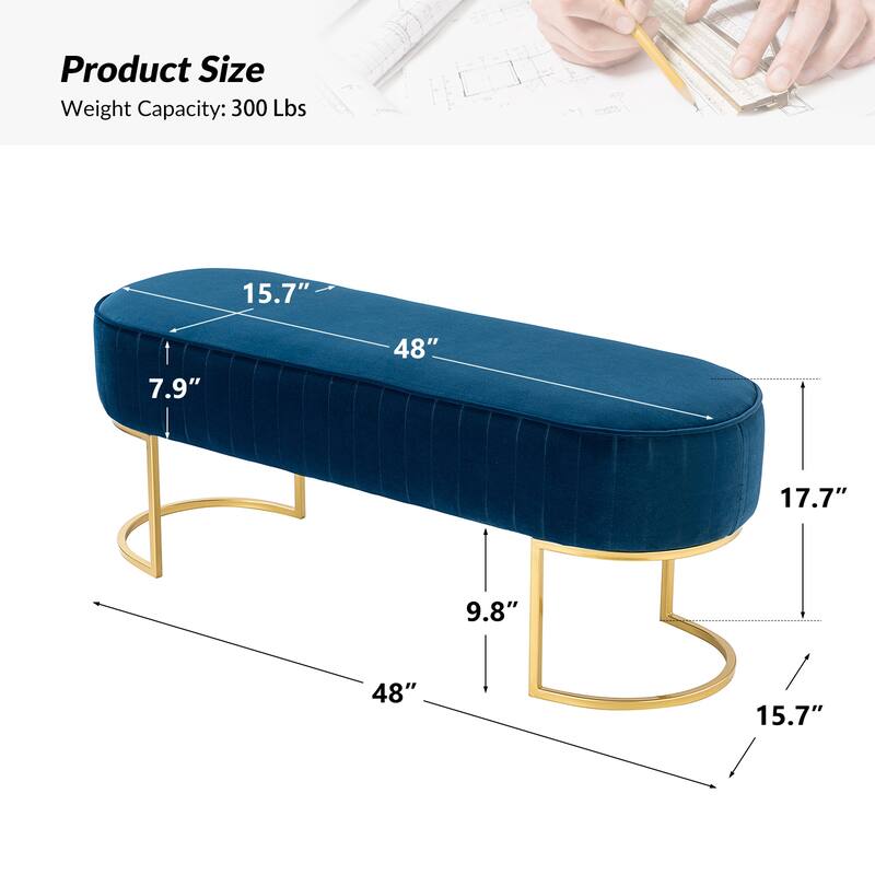 Justo 48" Wide Bench with Metal Base