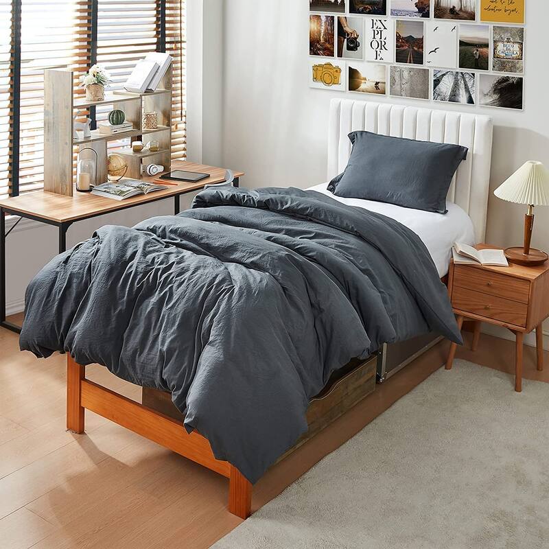 Natural Loft Oversized Comforter Set - Faded Black
