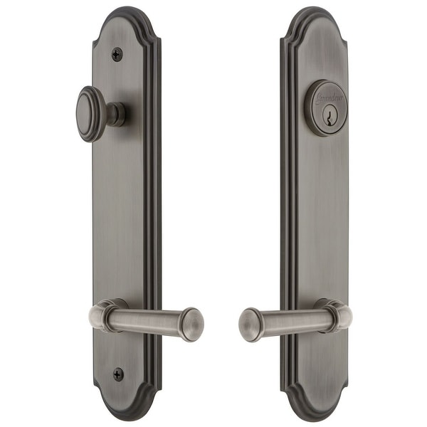 Grandeur ARCGEO_TP_ESET_234_RH Arc Solid Brass Tall Plate Single Cylinder Keyed Entry Set with Georgetown Lever and 2-3/4"
