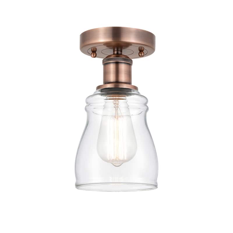 Innovations Lighting Ellery - 1 Light 5" Semi-Flush Mount - Clear/Antique Copper