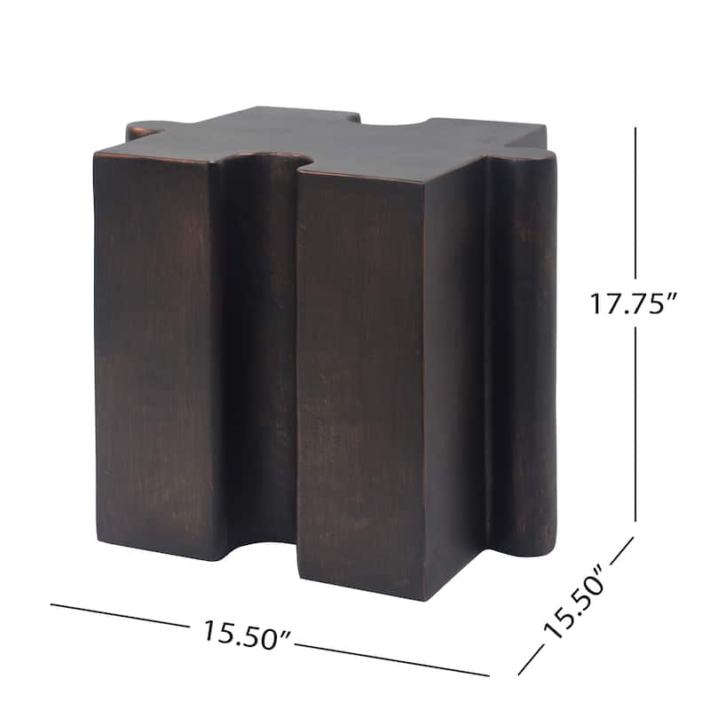 Christopher Knight Home - Karen Puzzle Art Modern 2-Piece Modular Outdoor Side Table Set with Interlocking Design