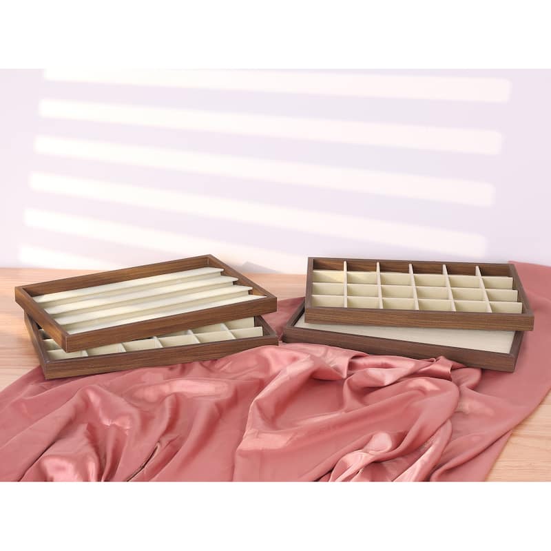 Velvet Jewelry Organizer Trays with Removable Dividers for Drawers, Girls' Jewelry Organizer Drawer Inserts Display Storage