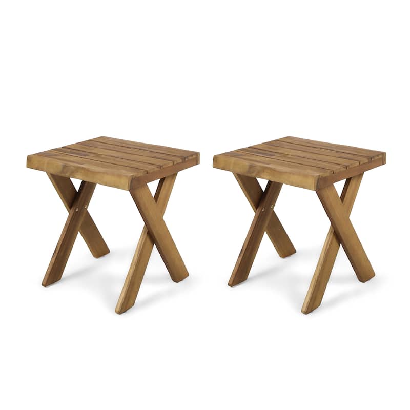 Eaglewood Acacia Wood Indoor/Outdoor Side Table by Christopher Knight Home - Sandblasted Teak