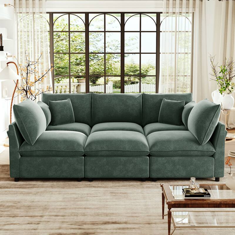 Large Modular Sectional Sofa for Living Room, U-Shaped & L-Shaped Sleeper Sofa Bed with Ottoman & USB Ports