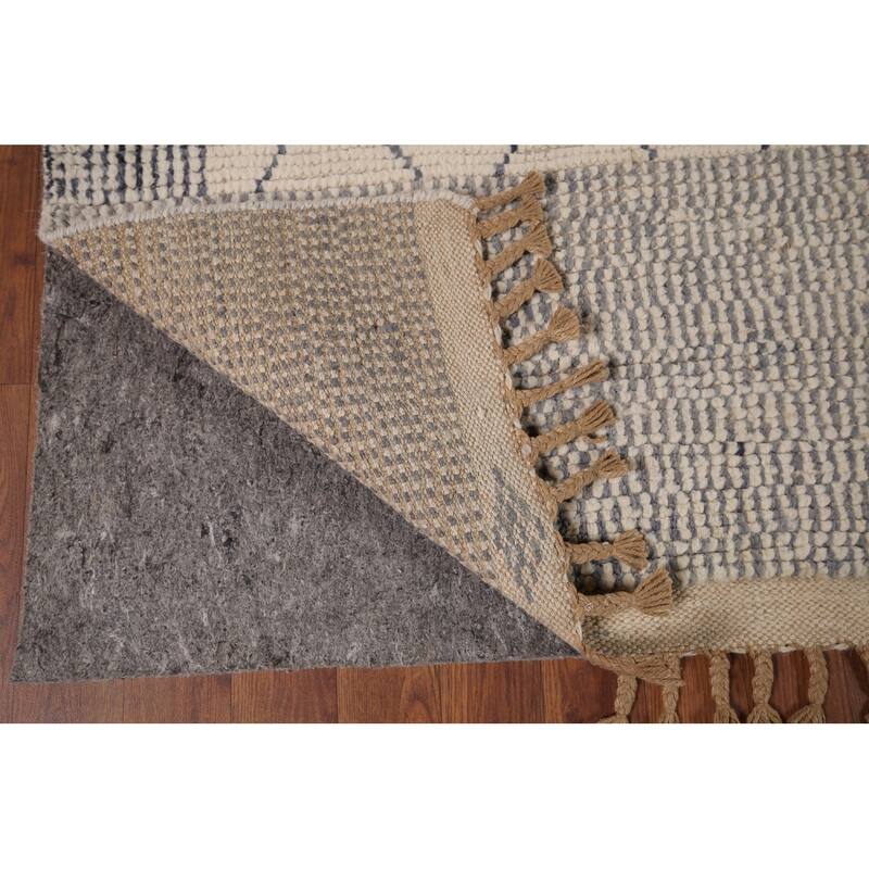 Earth Tone Moroccan Area Rug Handmade Wool Carpet - 6'11"x 10'7"
