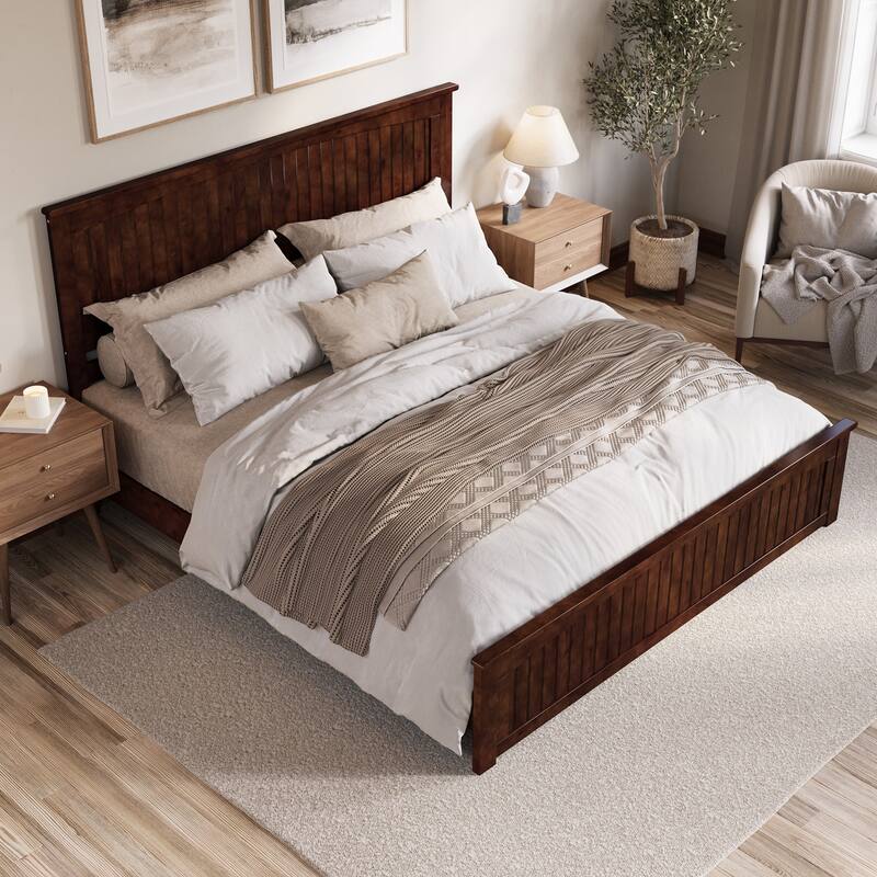 Naples Solid Wood Low Profile Platform Bed with Matching Footboard