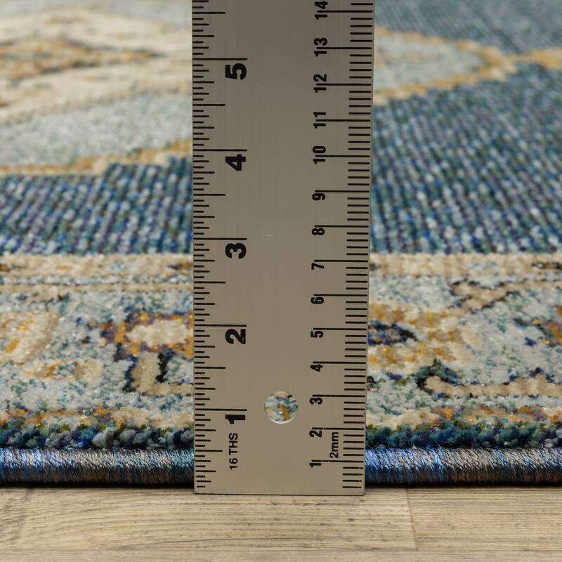 Style Haven Adalynn Traditional Double Medallion Blue/ Gold Area Rug
