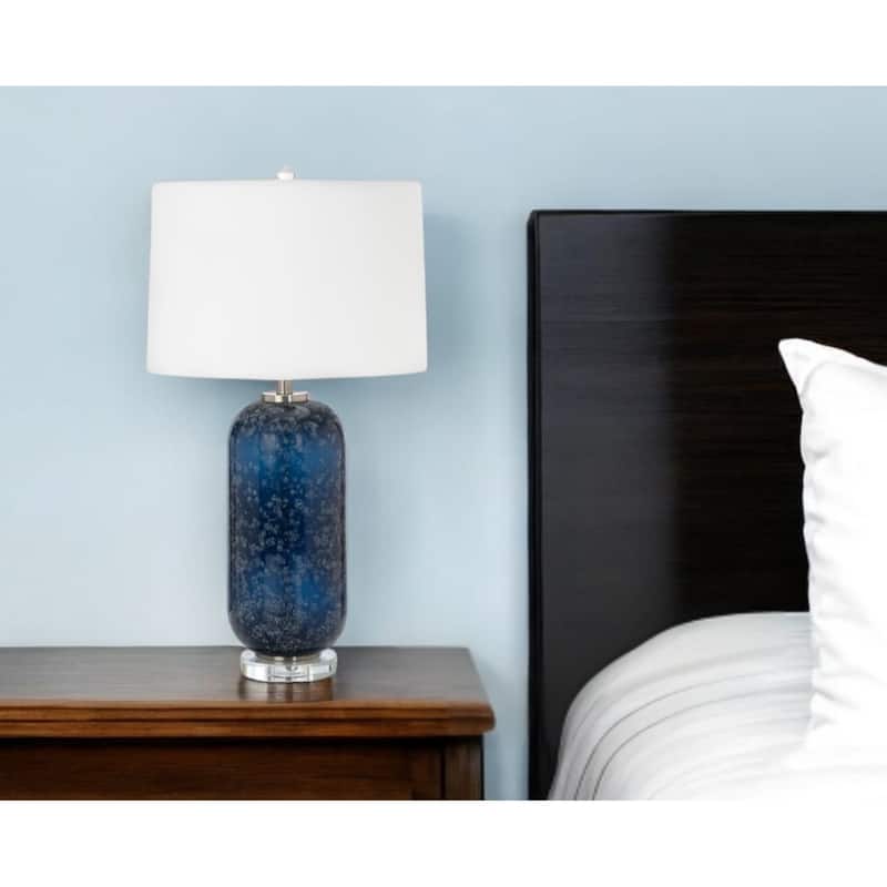 HomeRoots Set of Two 30" Blue Crystal Table Lamp With White Drum Shade - 17 - 17