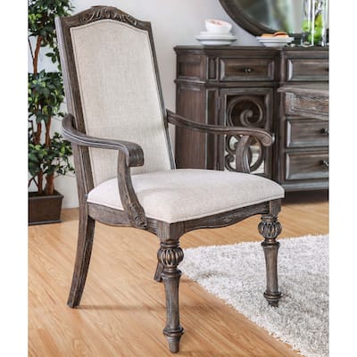The Gray Barn Cornerways Formal High Back Carved Wood Arm Chairs (Set of 2)