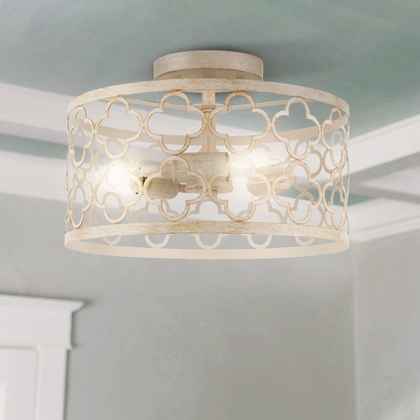 CO Z 3 Light Vintage Semi Flush Mount Ceiling Light Fixture Antique White On Sale Bed Bath Beyond 37167325