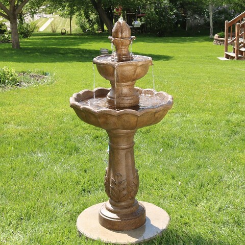 Sunnydaze Outdoor Garden Blooming Flower Water Fountain - 2-Tier - 38-Inch