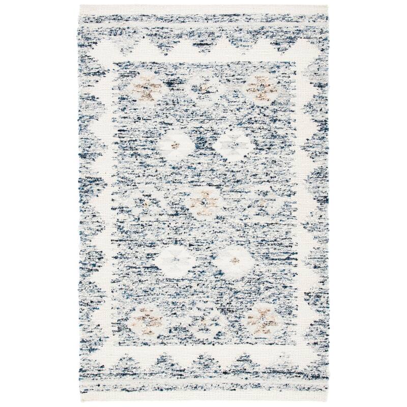 SAFAVIEH Handmade Manhattan Dashurie Wool Rug - 6'  x  6' - Ivory/Blue - Square