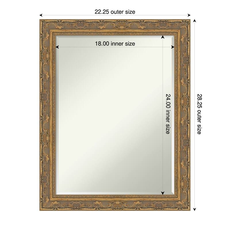 Filigree Half-Inch-Bevel Framed Wall Mirror - 22 x 28 in - Filigree Gold