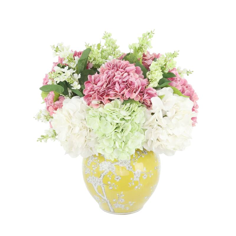 Hydrangea and Lilac Arrangement in Decorative Vase - 18