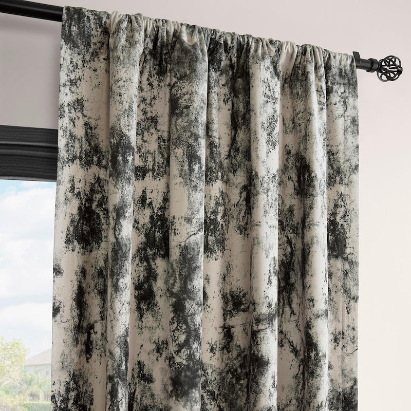 Exclusive Fabrics Inkblot Barcelona Velvet Curtain (1 Panel) Room Darkening Curtains For Bedroom & Living Room Curtains