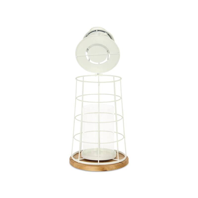 Caler White Metal Large Lighthouse Styled Lantern
