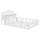 preview thumbnail 7 of 37, Full Size Multifunctional Kids Floor Bed with Storage Headboard and Blackboard, Teens Wooden Platform Bed Frame with Guardrails