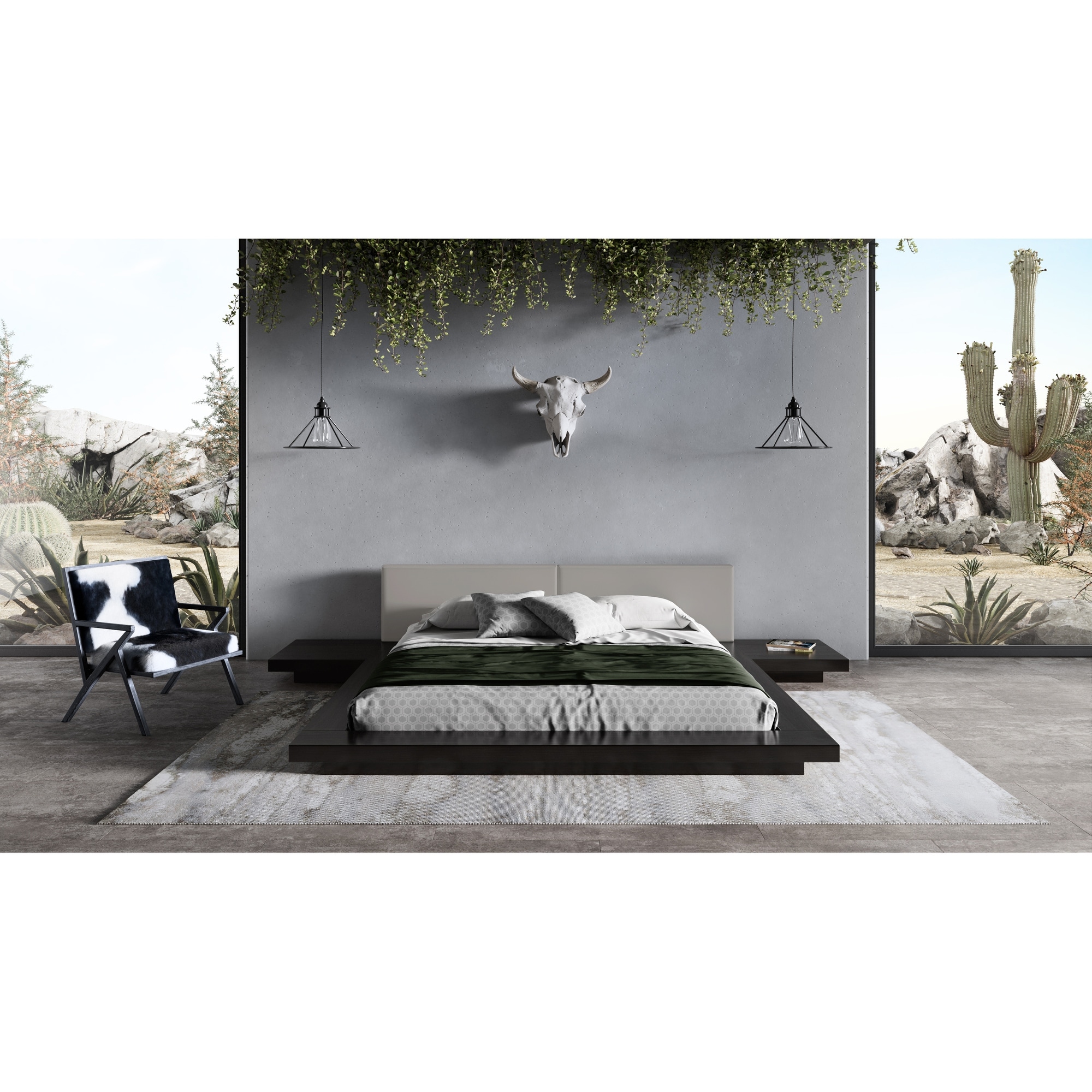 Modrest Tokyo Contemporary Black and Grey Platform Bed