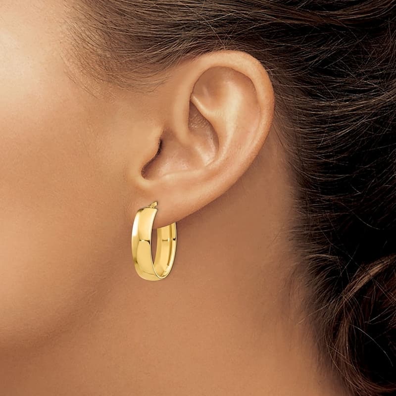 Curata 14k Yellow Gold High Polished Oval Hoop Earrings - 24.66x17.14mm
