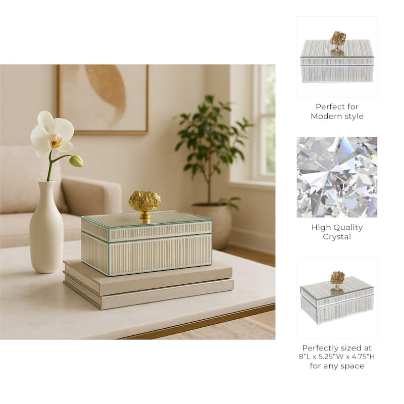 Decorative Glass Sparkly Storage Box with Stone Top - 8"