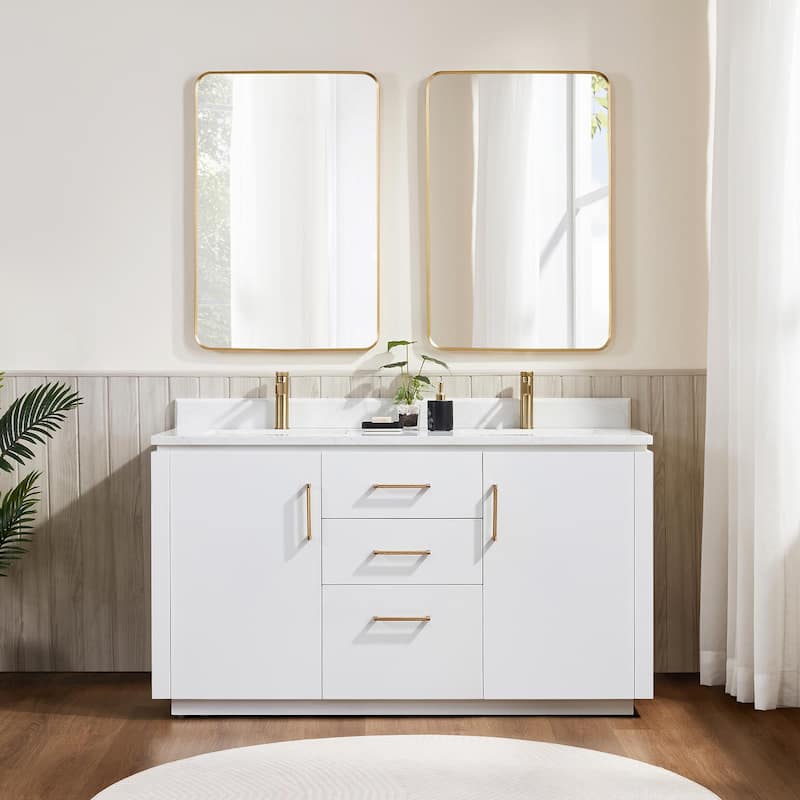 Miseno MV-SAN60M-GW-NM San 60" Free Standing Double Basin Vanity Set