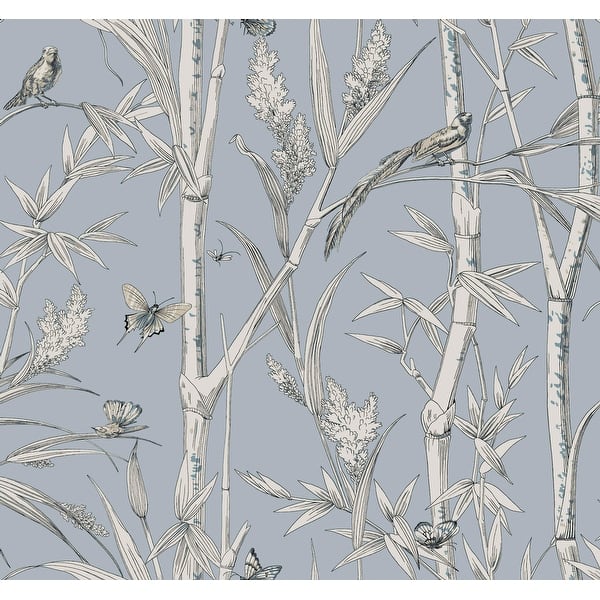 York Wallcoverings Bambou Toile Sky Blue Wallpaper Bed Bath & Beyond