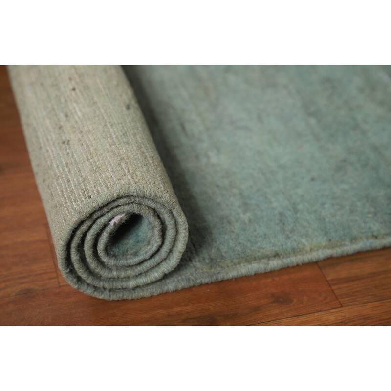 Green Blue Modern Gabbeh Oriental Accent Rug Hand-Knotted Wool Carpet - 3'4" x 4'5"