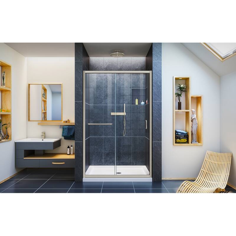 DreamLine Infinity-Z 44-48 in. W x 72 in. H Semi-Frameless Sliding Shower Door - 44" - 48" W