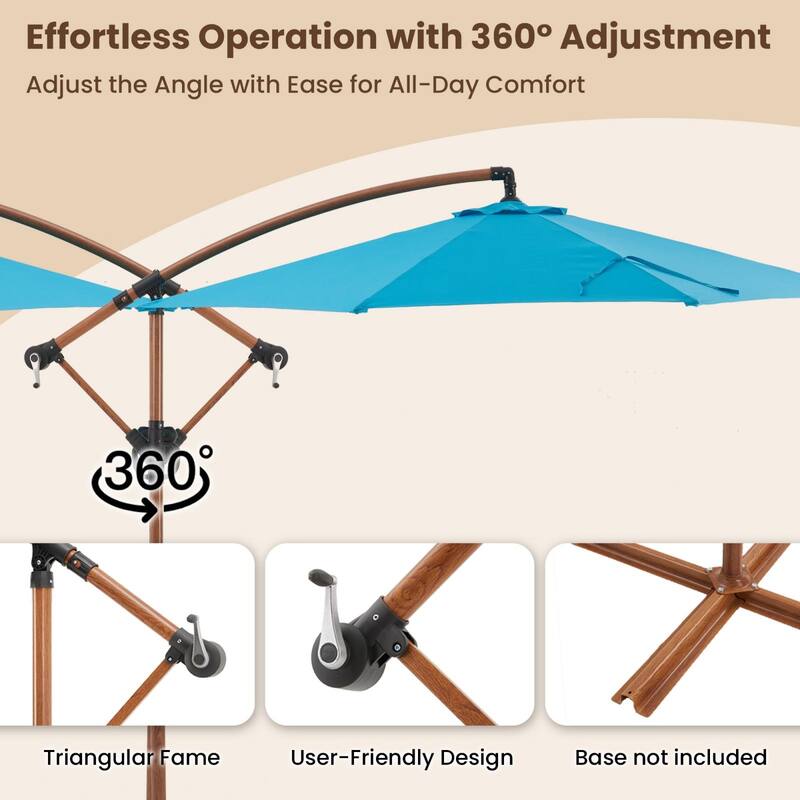 COSIEST 10FT Offset Patio Umbrella，360-Degree Rotation, UV & Waterproof Canopy
