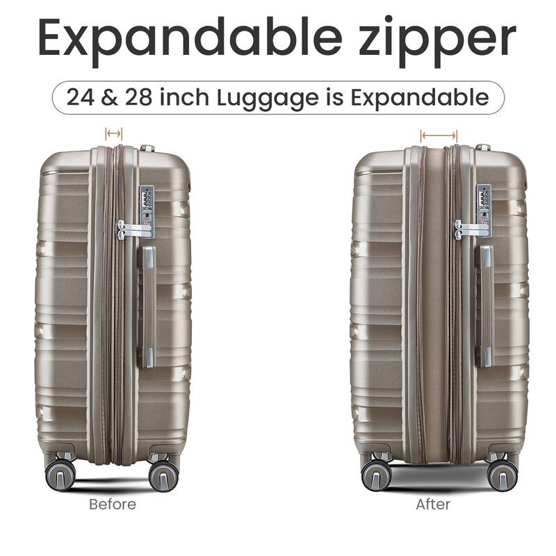 Luggage 4 Piece Sets(14/20/24/28), Carry on Hard Shell Lightweight Expandable Suitcase Set with Spinner Wheels & TSA Lock
