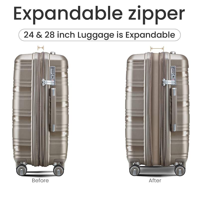 Luggage 4 Piece Sets(14/20/24/28), Hard Shell Lightweight TSA Lock Expandable Suitcase with Spinner Wheels Travel Set