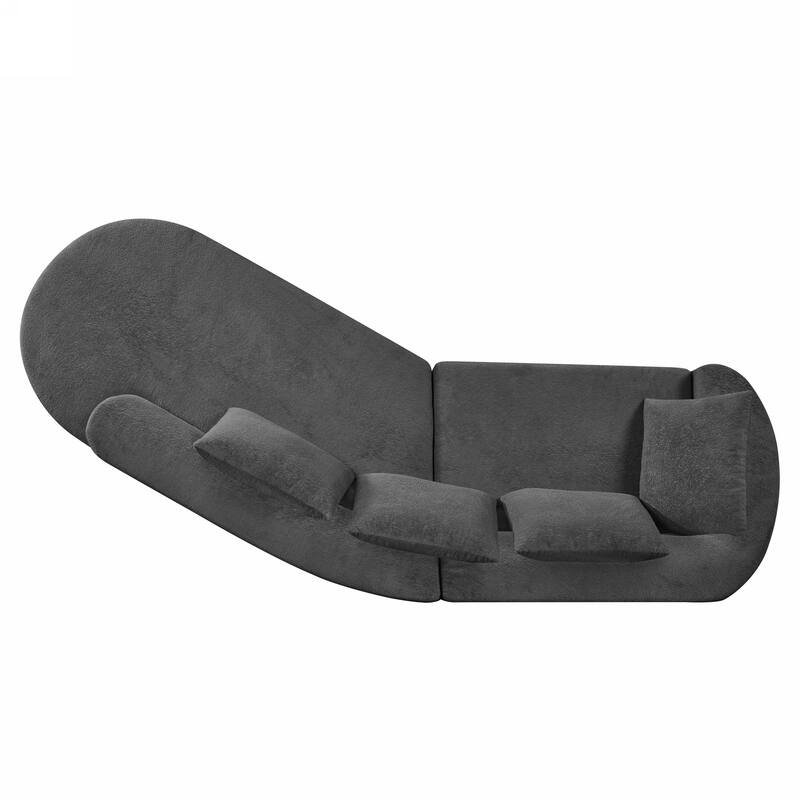 116" Pearl Upholstery Curved Sectional Sofa with Chaise Lounge, High-Density Compressed Sponge Design