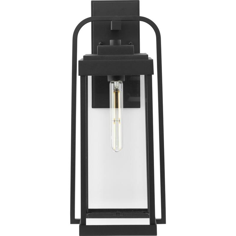 Walcott One-Light Textured Black Modern Farmhouse Outdoor Large Wall Lantern - 8.25 in x 8.25 in x 20 in