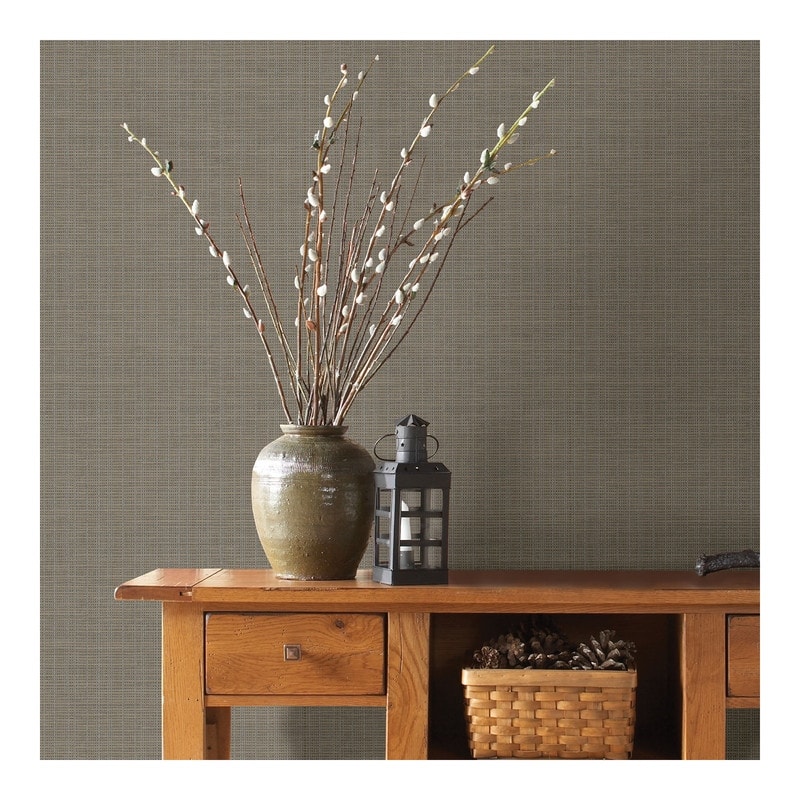 Chesapeake Kent Brown Grasscloth Wallpaper - 20.5 x 396 x 0.025
