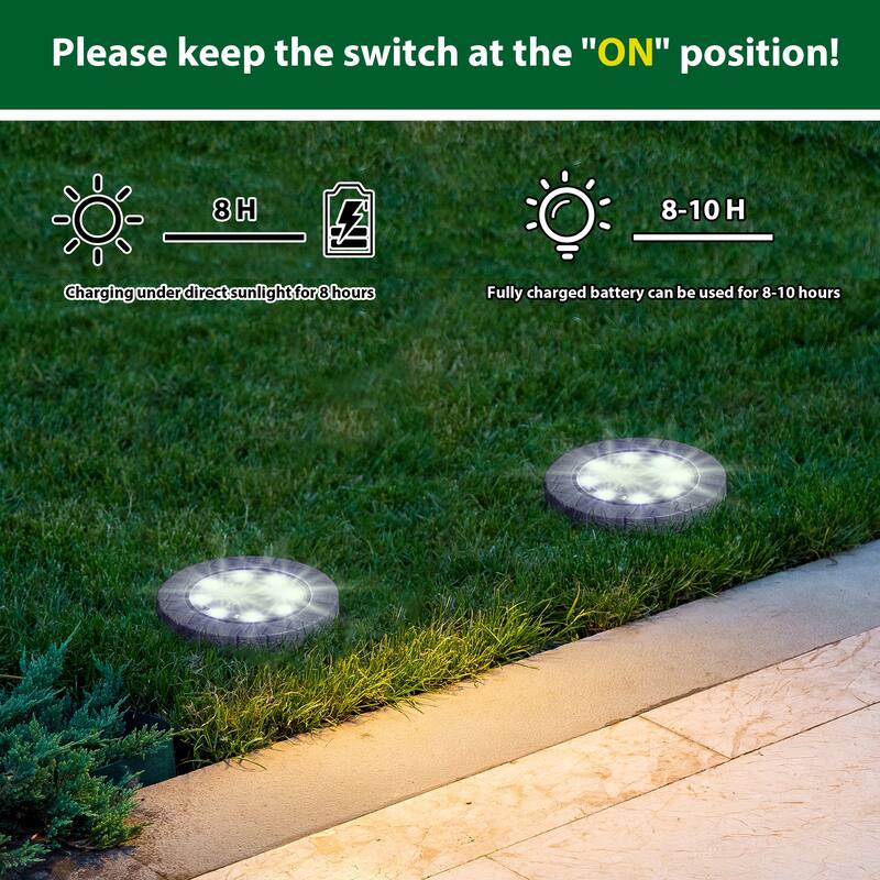 Glitzhome Set of 4 Outdoor Resin Solar Powered Path Lights - Set of 4